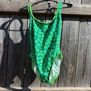Vintage Green Floral Swimsuit